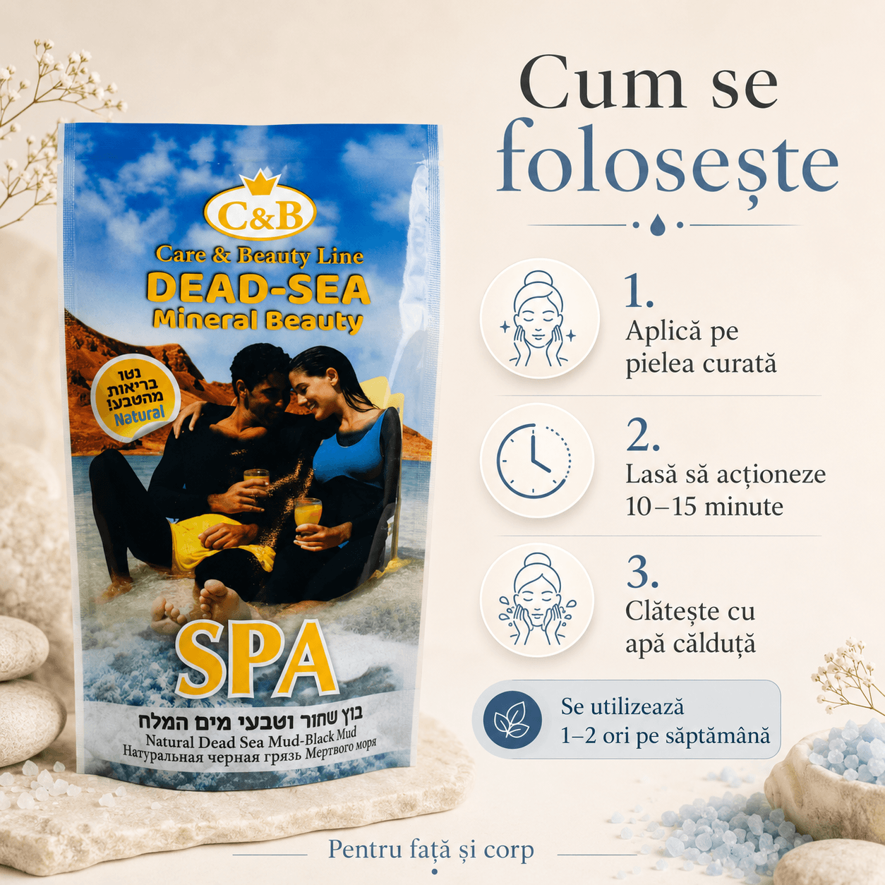 Nămol Natural din Marea Moartă – Purificare, Mineralizare și Revitalizare Intensă