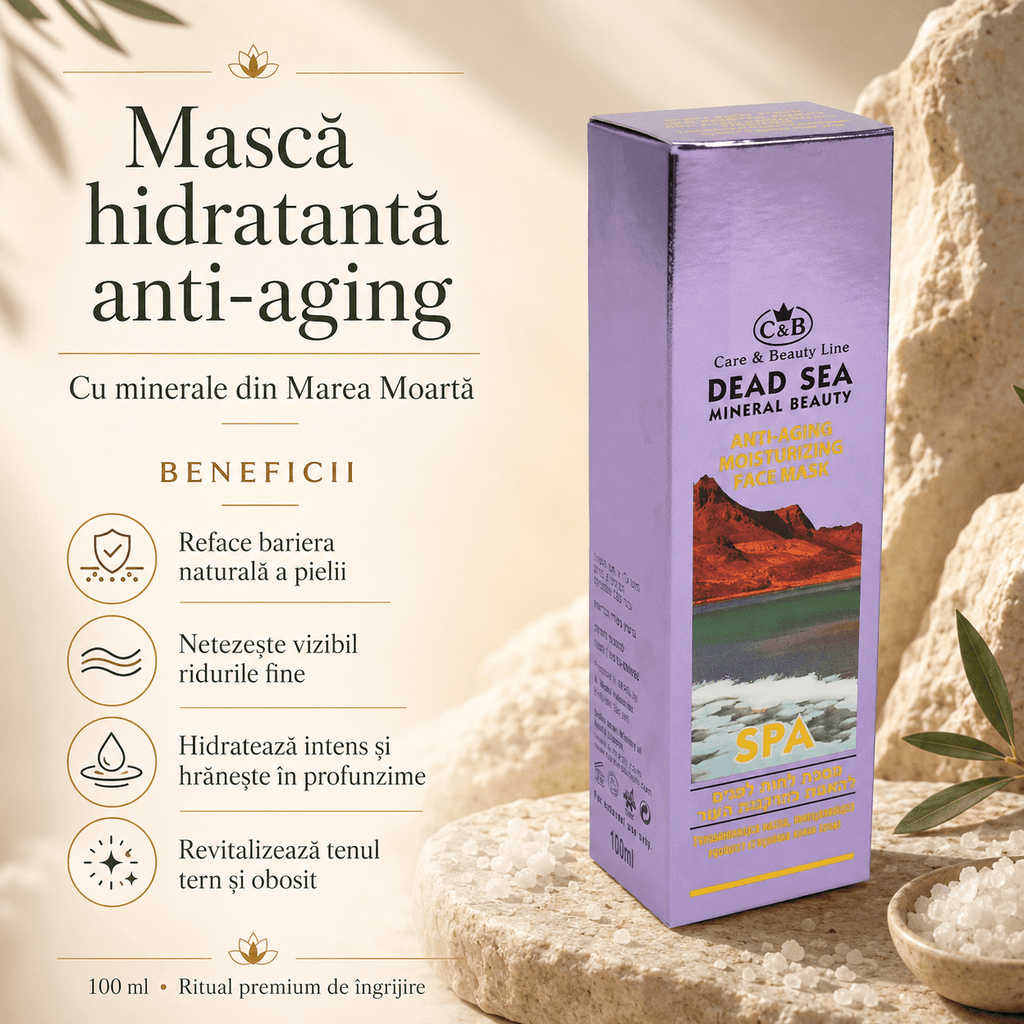 Mască de față hidratantă, anti-îmbătrânire, cu minerale din Marea Moartă