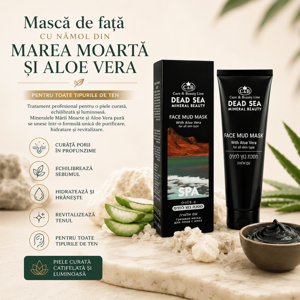 Mască de Față cu Nămol din Marea Moartă și Aloe Vera