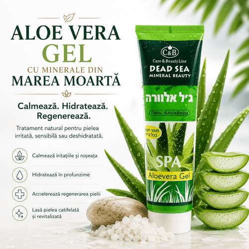 Aloe Vera Gel cu Minerale din Marea Moartă – Calmare, Hidratare și Răcorire Intensă