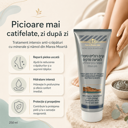 Cremă-Tratament Anti-Crăpături pentru Picioare cu Nămol din Marea Moartă