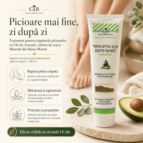 Cremă Anti-Crăpături pentru Picioare cu Ulei de Avocado și Minerale din Marea Moartă